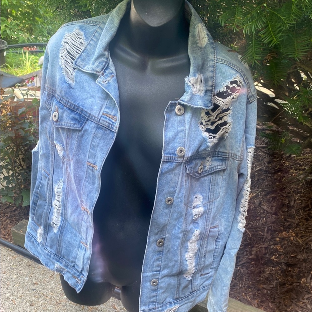 Distressed Light Blue Denim Jacket
